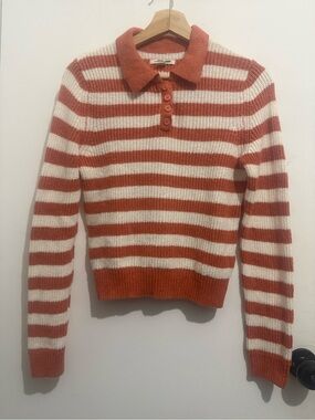 American Eagle Striped Knit Polo Sweater Size M